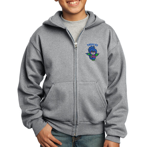 Port & Company® Youth Core Fleece Full-Zip Hooded Sweatshirt - Embroidered Logo Thumbnail