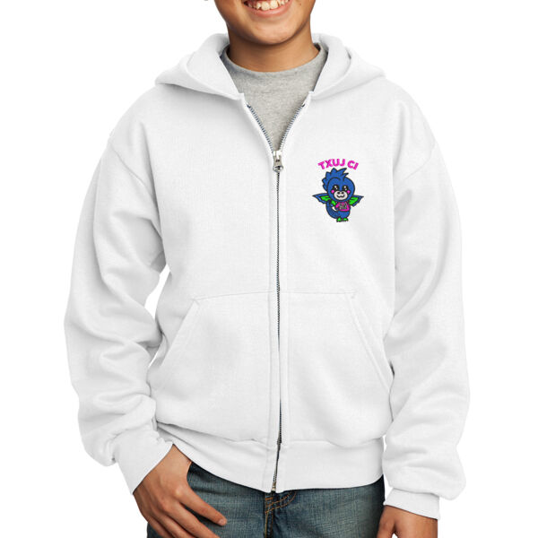 Port & Company® Youth Core Fleece Full-Zip Hooded Sweatshirt - Embroidered Logo Thumbnail